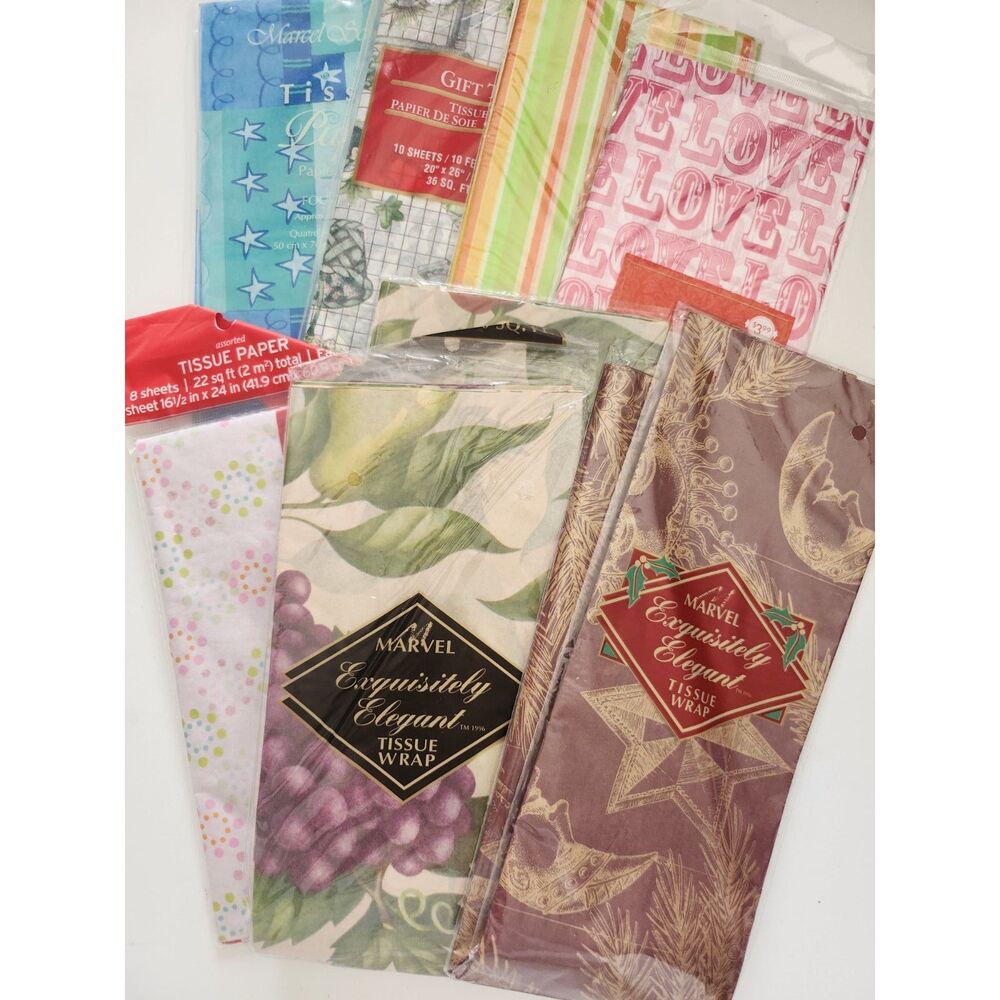 Assortment of 6 Various Theme Gift Wrap Tissue Paper B19